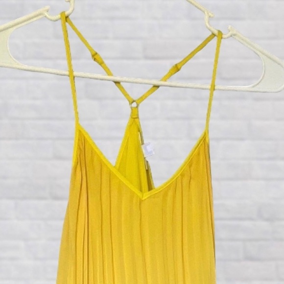 Barr III Adjustable Spaghetti Strap Yellow Pleated Ombré Maxi Dress XXS - Picture 3 of 6